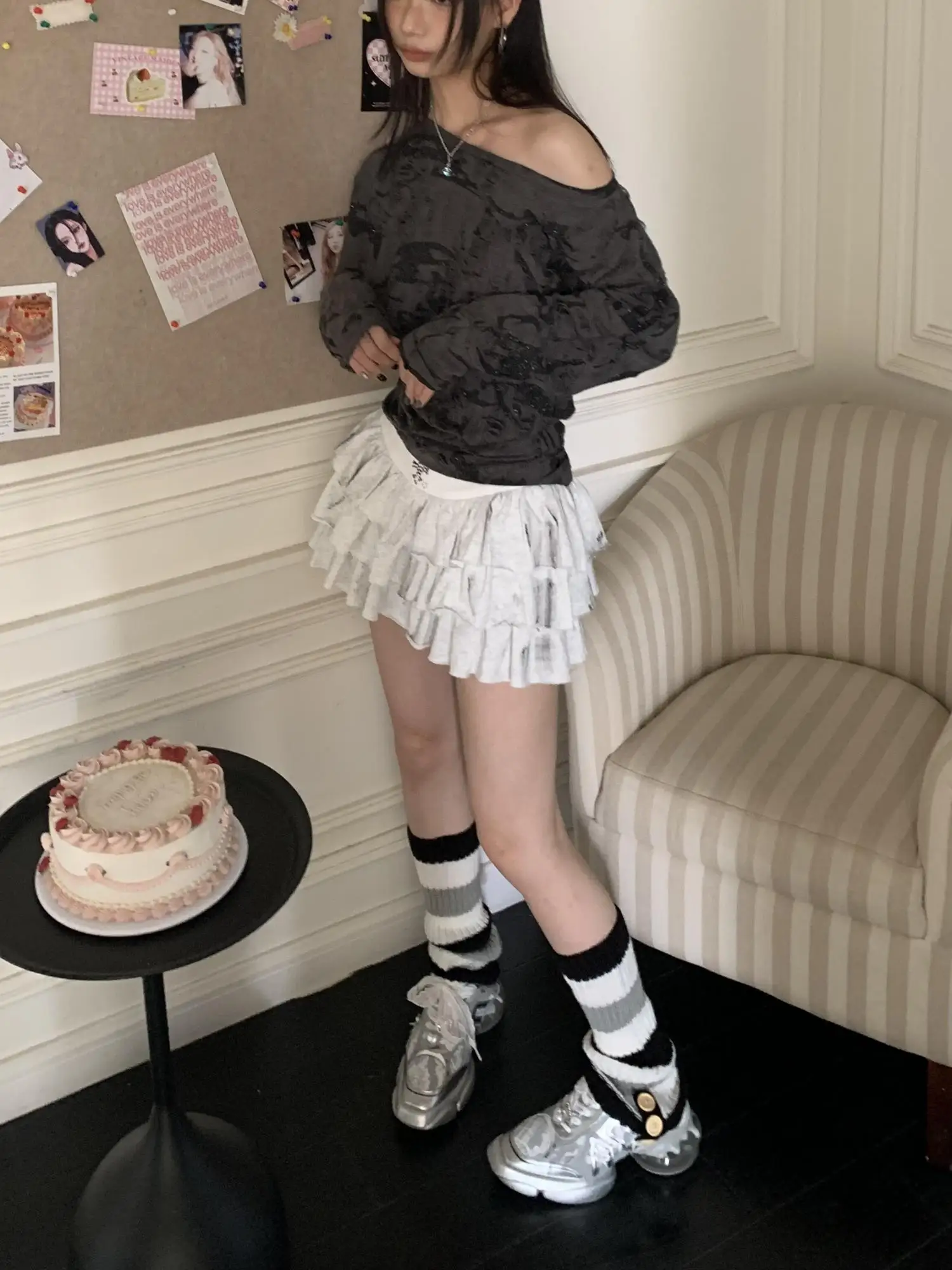 

Весеннее поле Sweet Desire Cross ort Юбка f Юбка Универсальная ранняя осень Потертая школьная юбка для торта Rebel