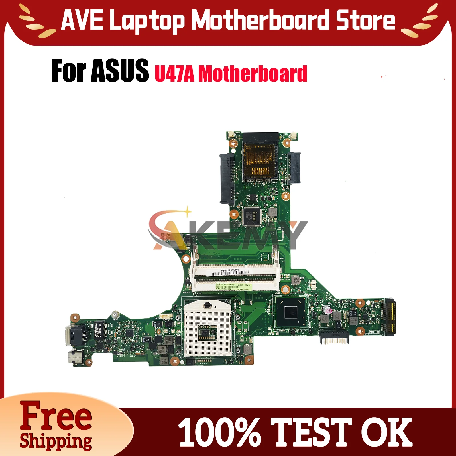 

U47A Laptop Motherboard For ASUS U47 U47A Notebook Mainboard This item is in stock 100% tests OK fast shipping High quality