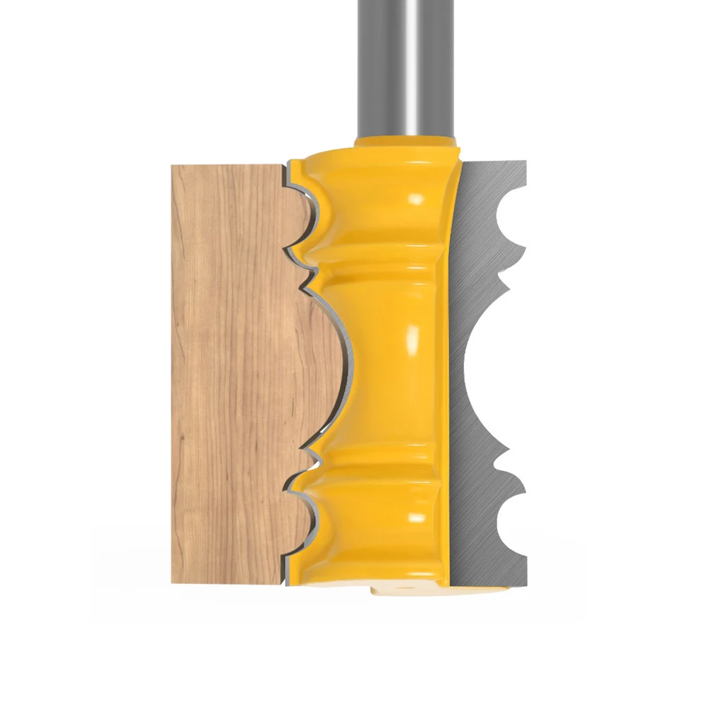 12 Inch Shank Router Bit for Chair Rail Molding Crown with Line Milling for Precise Decorative Woodworking Cuts