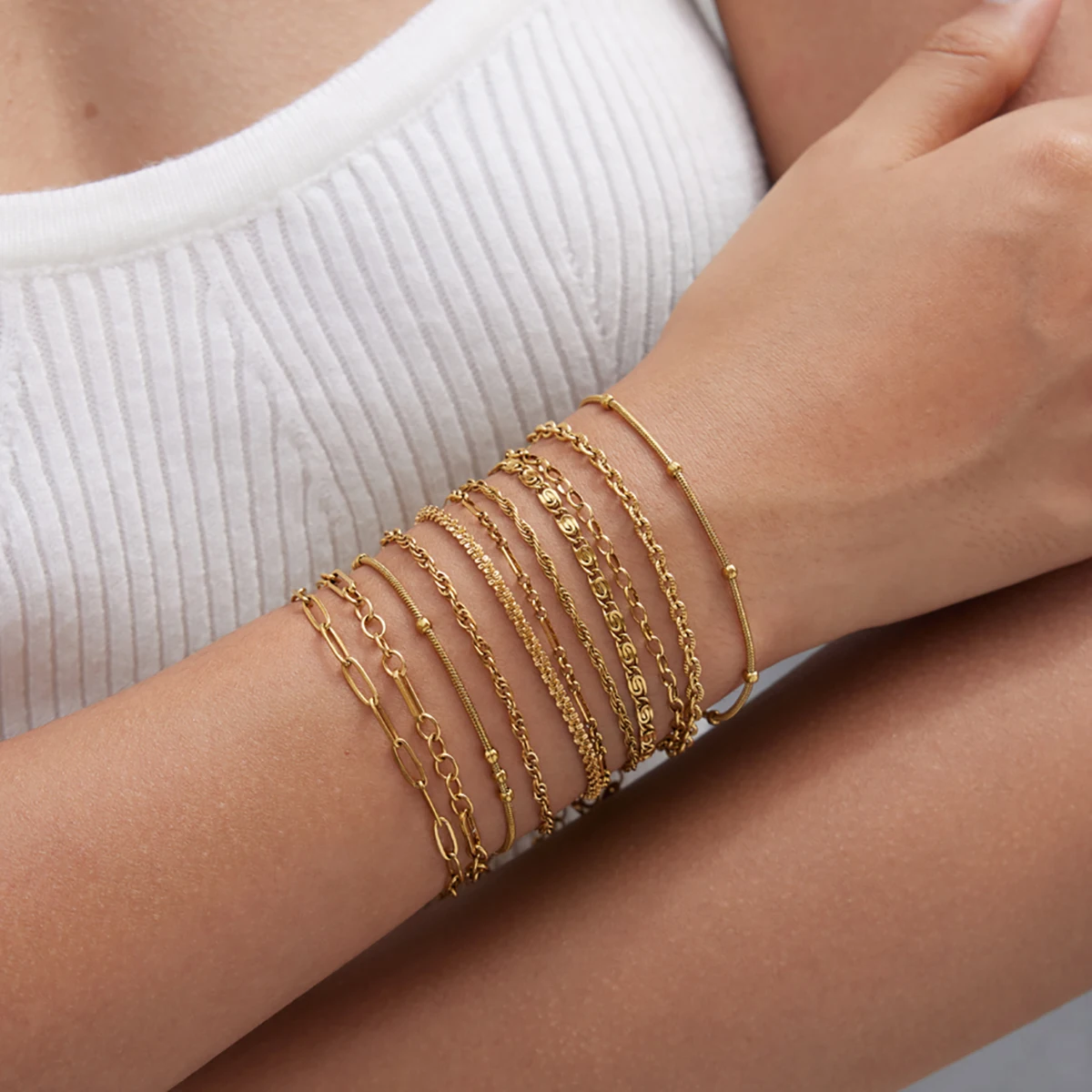 Yori Stainless Steel Basic Bracelet for Women 18k Gold Plated Waterproof Fashion Bling Jewelry Wholesale