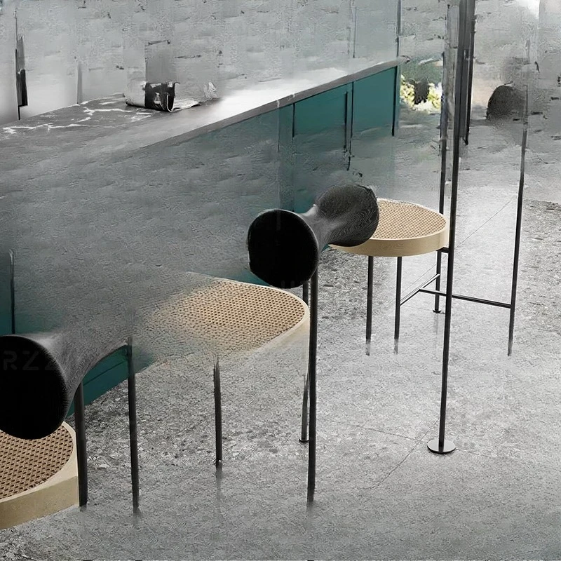 이탈리아 미니멀리스트 단단한 나무 바 의자 가정용 아일랜드 벤치