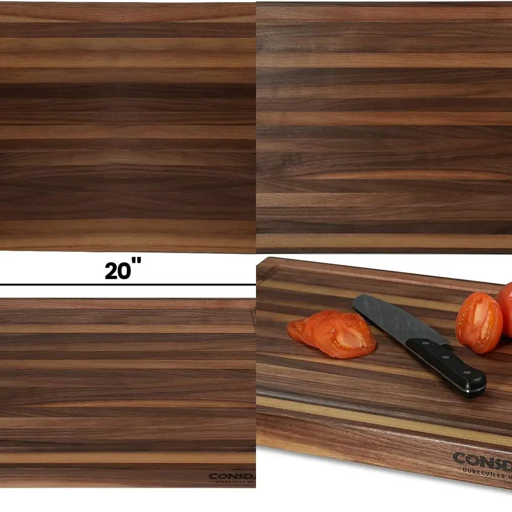 

Kitchen Walnut Cutting Board, USA Grown Hardwood, 20x15, 1-1/2 Thick, Edge Grain, Invisible Handle, Prefinished with Food-Grade