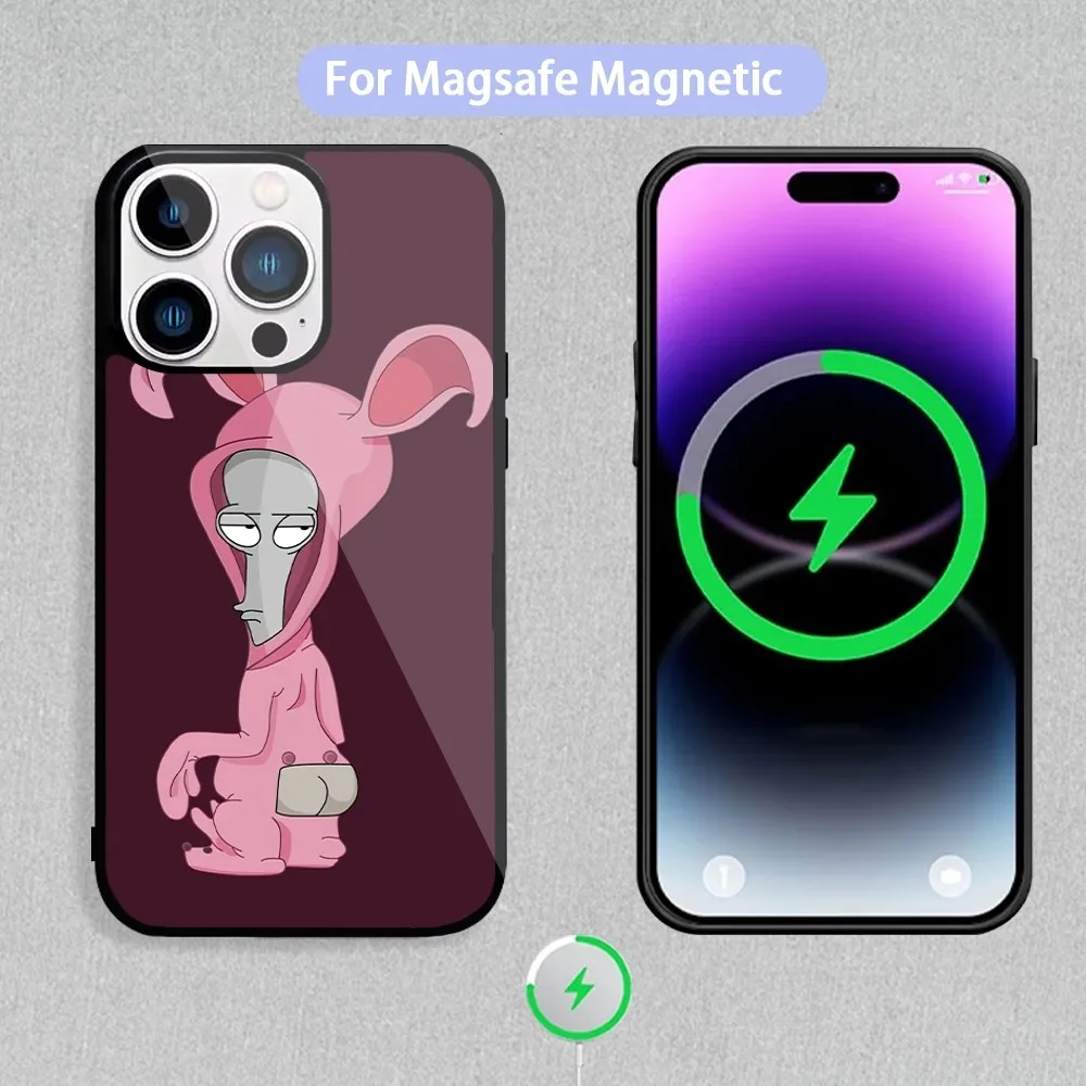 Miniso-funda de teléfono con dibujos animados a-americanos d-dad, para carga inductiva magnética, iPhone 11, 12, 13, 14, 15 Max Pro Mini Plus