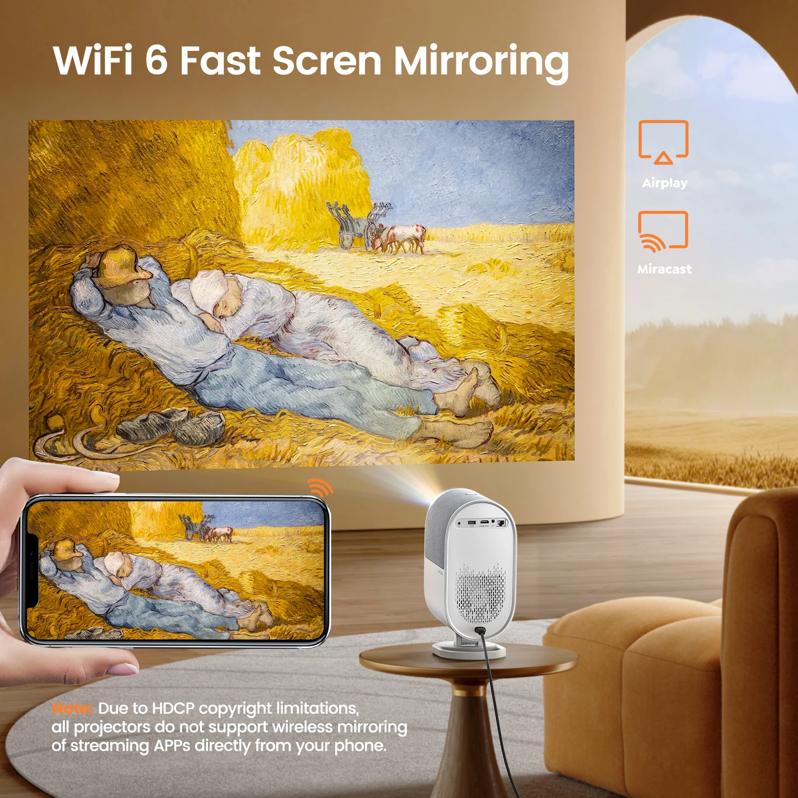 Wimius Mini 1000 ANSI Projector 4K Full HD 1080P Dolby أجهزة عرض شعاع محمولة للأفلام المسرح المنزلي فيديو WiFi لعبة متعاطي المخدرات