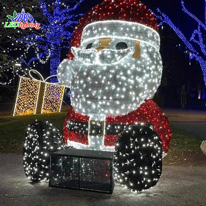 Custom.3D large outdoor commercial LED outdoor lighted Santa Claus decorations