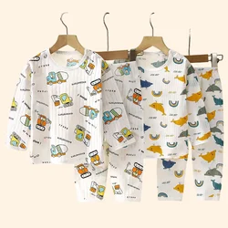 Set per bambini Vestiti per bambini in cotone Manica lunga/corta Indumenti da notte per la casa Abbigliamento per bambini Ragazzo Ragazza Autunno inverno Top Pantaloni Tute