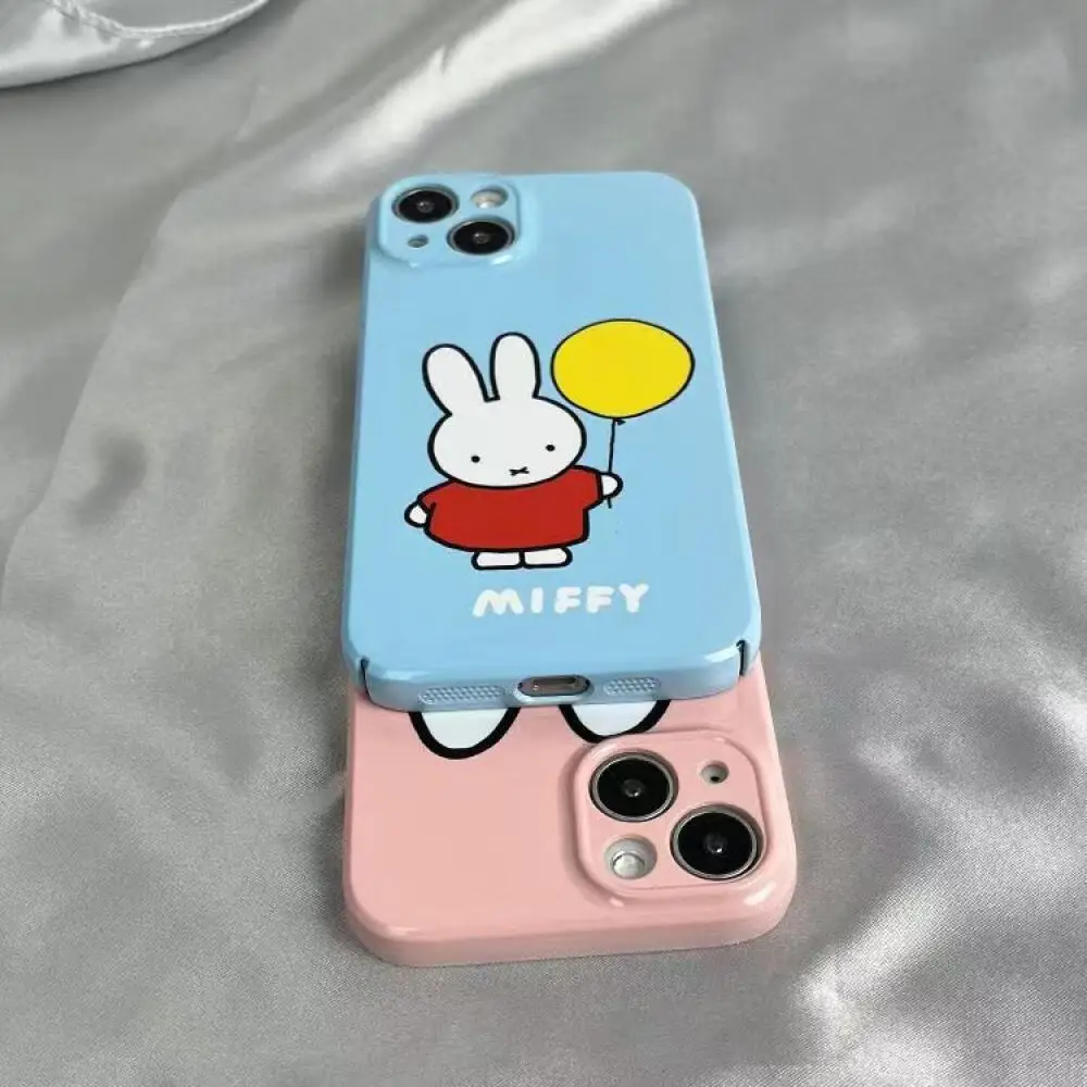 Miffy Rabbit Cartoon Cute Balloon Wrapped Shiny and Hard Phone Case Is Suitable for Iphone16 15 14 13 12 11Pro Max Series