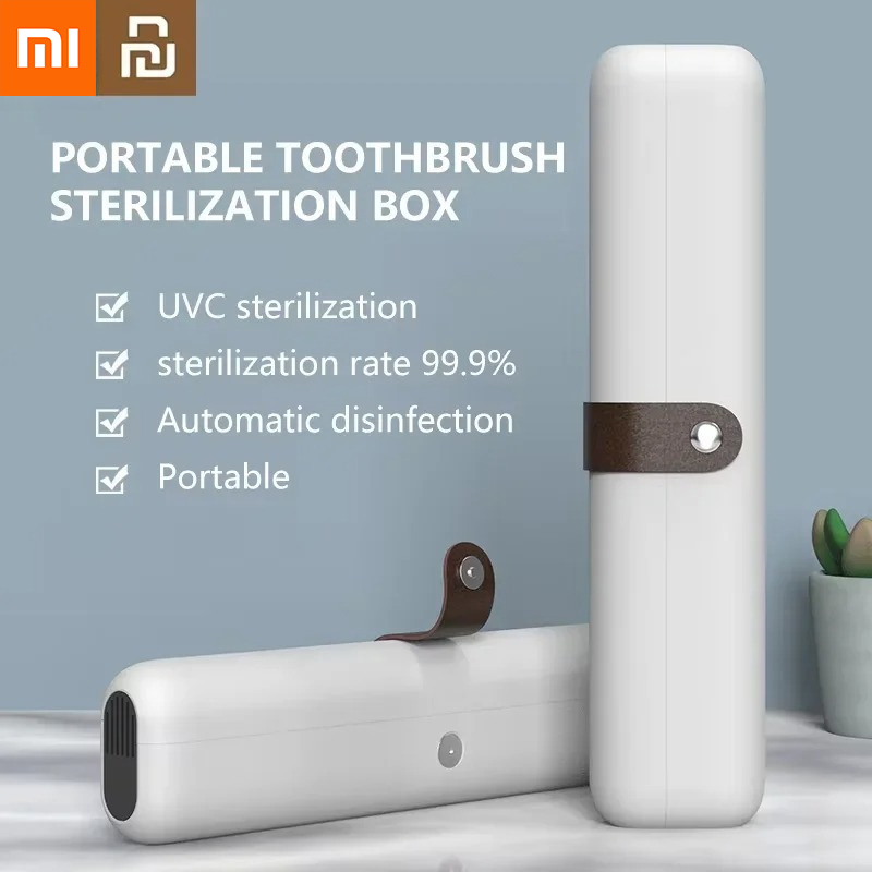  Xiaomi Mijia Toothbrush Sterilizer Leather Magnetic Buckle Portable Travel Chopsticks UVC Sterilization Disinfection Storage Box 