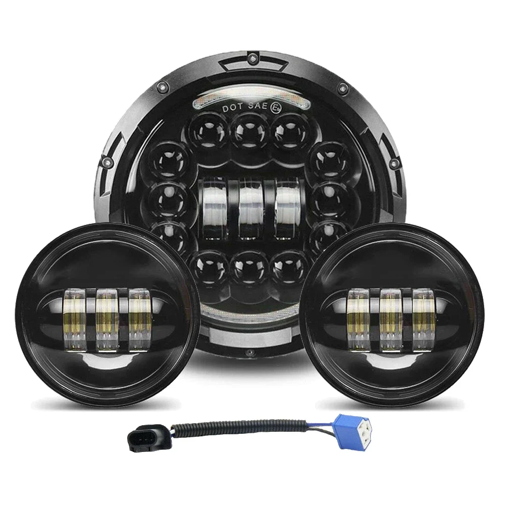 7 inch LED Headlight + 4 1/2 inch Fog Passing Lights DOT Approved for  Road King Ultra Classic Electra