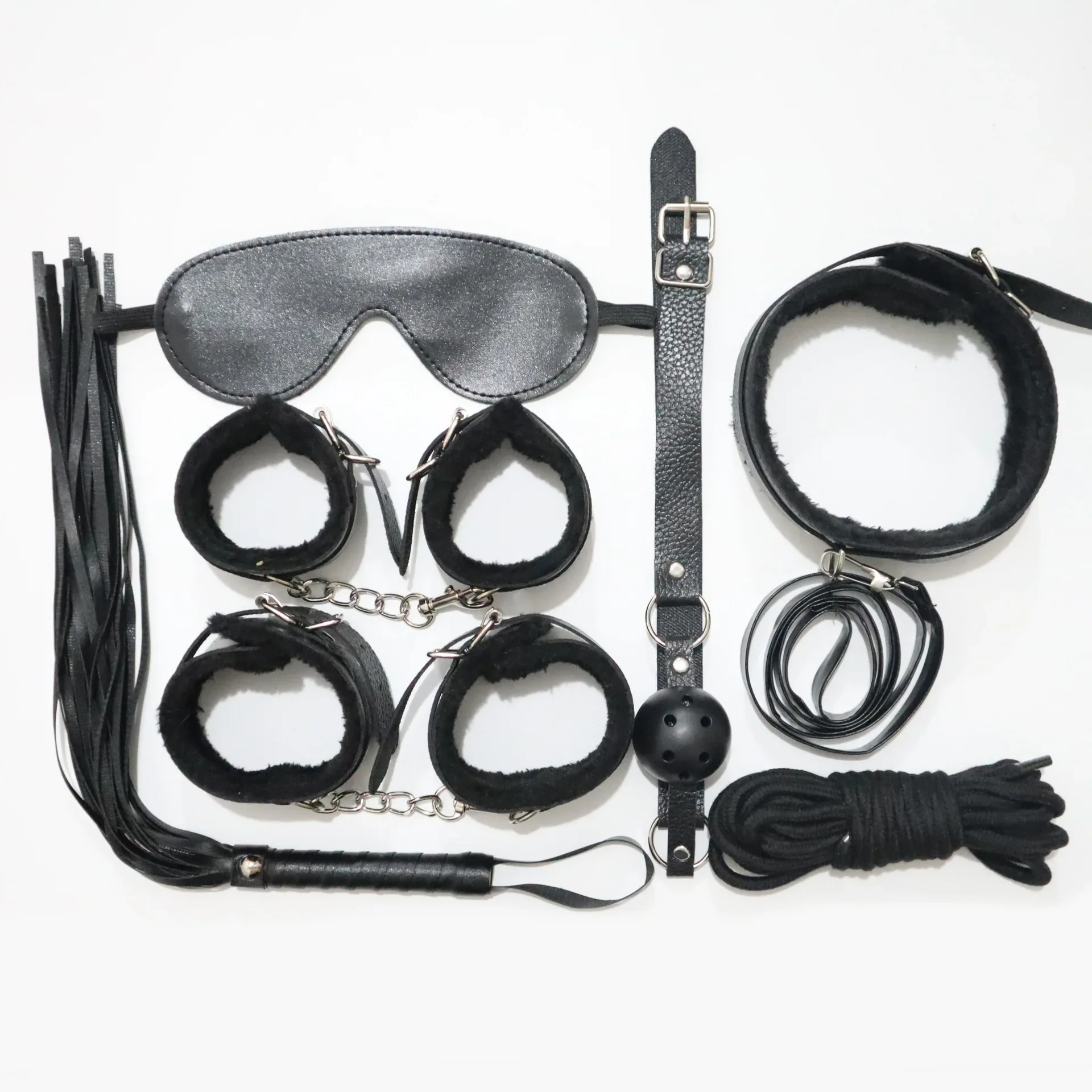 SM Sex Props Leather 10-piece Set Handcuffs Collars Adult Sex Goods Couple Bundle Bondage Set