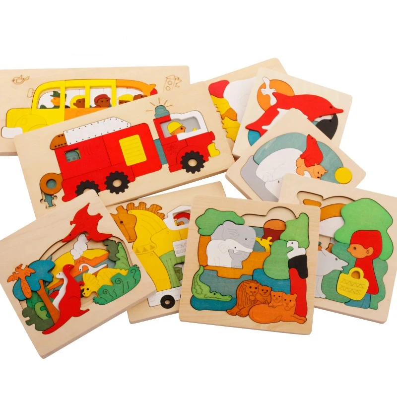 Creative Animal Jigsaw Puzzle Wooden Three-Dimensional Multi-Layer 3D Brain-Burning Laser Engraving Children Toys P549