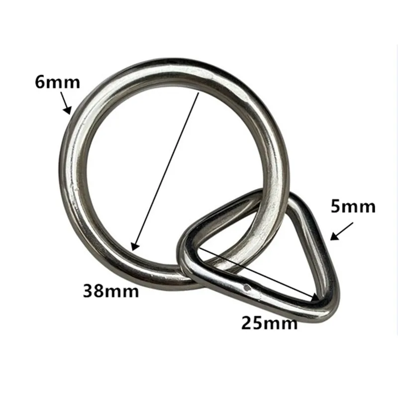 2pcs Nickel Plated Ring Halter Buckle Stainless Steel Round Ring With Triangle Ring