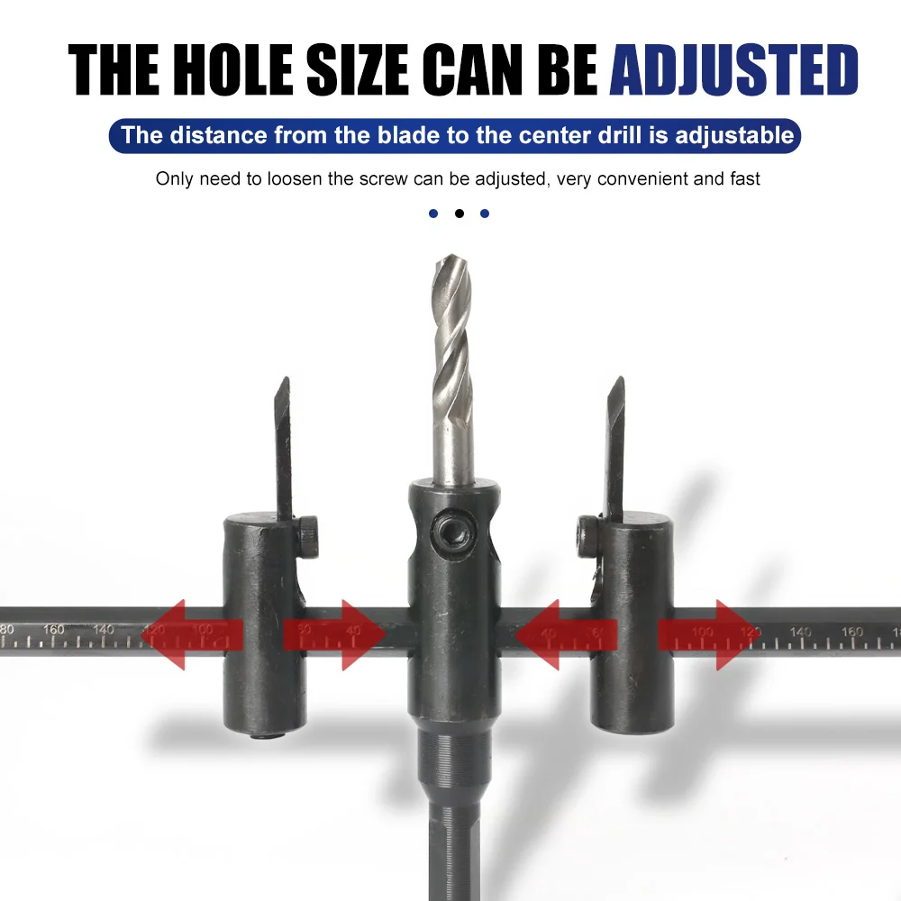 120/200/300mm Adjustable Circle Hole Cutter Wood Drywall Drill Bit Saw Round Cutting Blade Aircraft Type DIY Tool Woodwork Tools