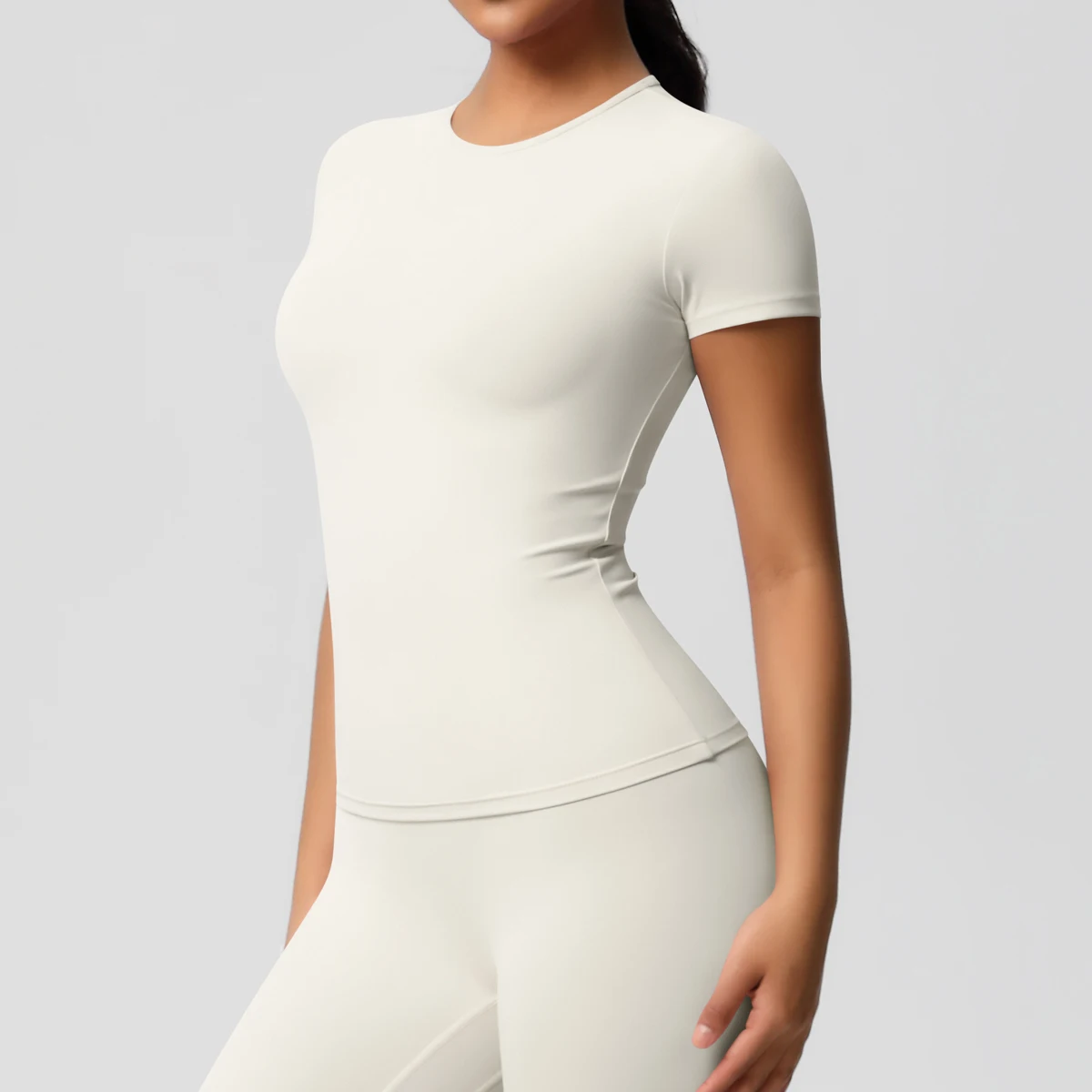 Workout Dry Fit Atmungsaktives Hochelastisches Sport-Top Gym Fitness Wear T-Shirt Damen Casual Outdoor Top – Detail 21