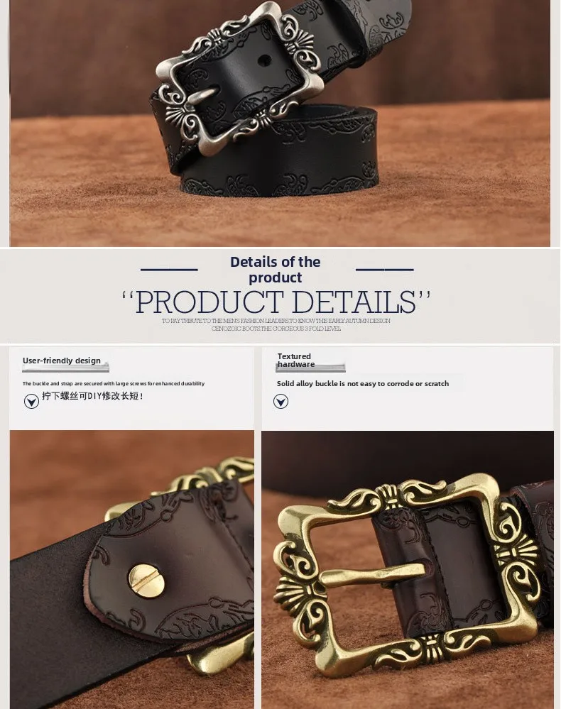 Women's Leather Belt Simple Versatile Korean Leather Wide Belt for Women Decorative Casual Fashion Student Jeans Belt Trendy