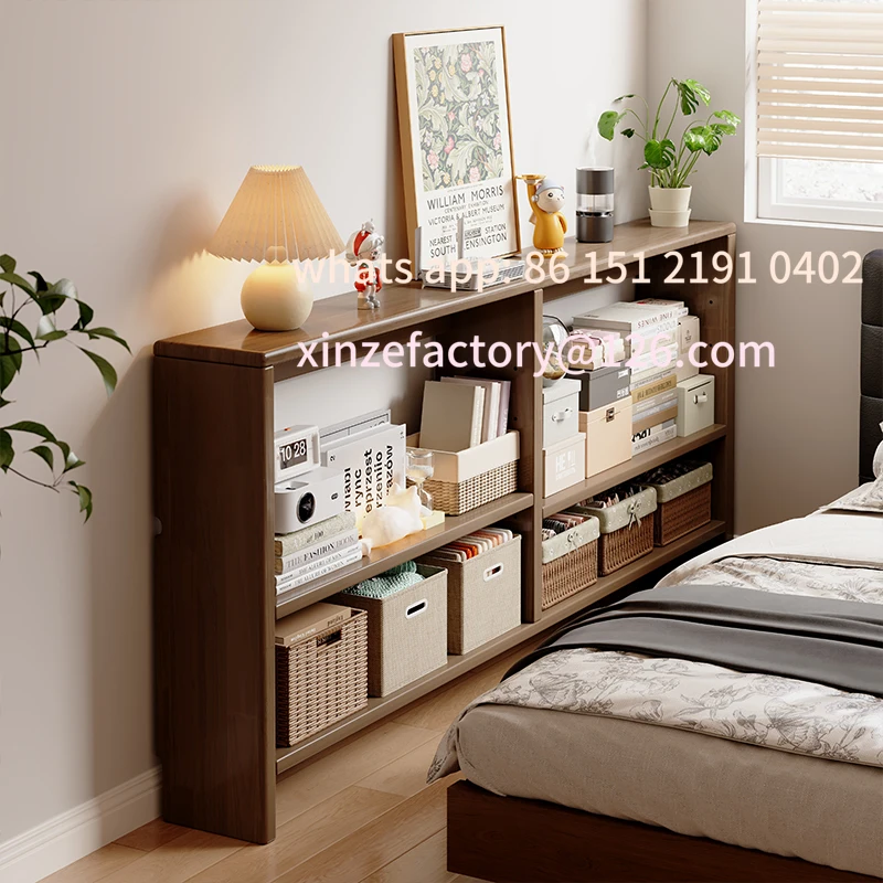 

Настраиваемый шкаф из массива дерева, длинный шкаф для хранения вещей у кровати, прикроватная спинка, книжная полка, щелевая полка, стол.