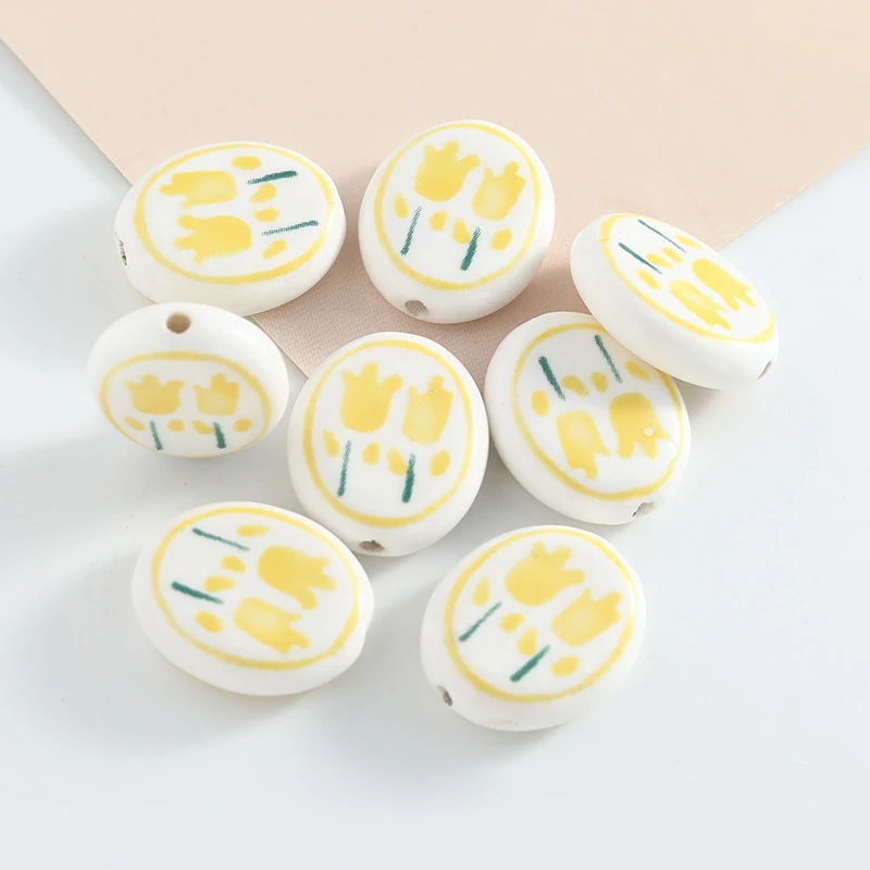 50pcs/lot DIY Mix Jewelry Accessories Ceramic tulip Bead For Charms Phone Pendant