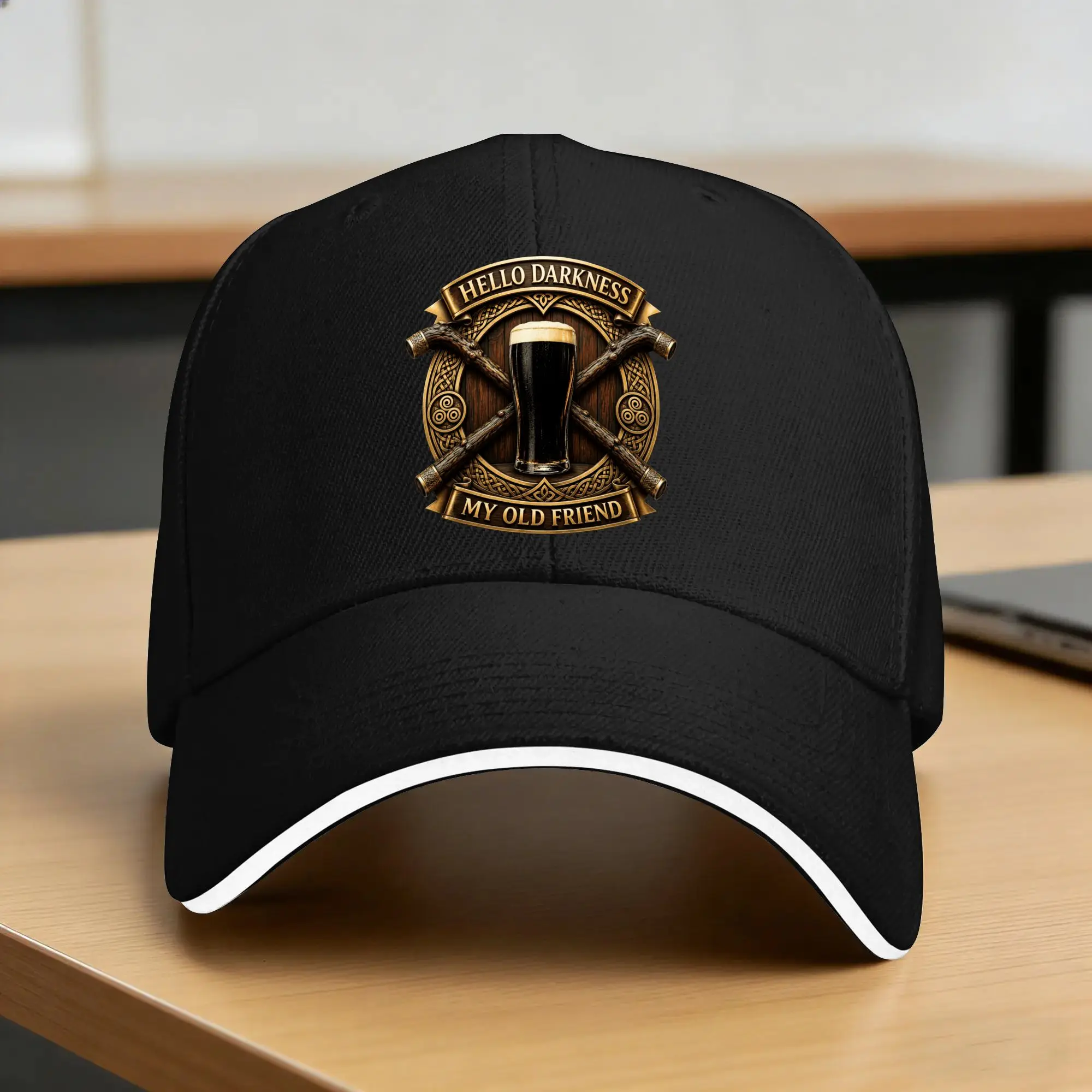 Hello Darkness My Old Friend Irish Stout Celtic Shillelagh Baseball Cap  Stylish Unisex-Teens Trucker Hat Baseball Caps Gift