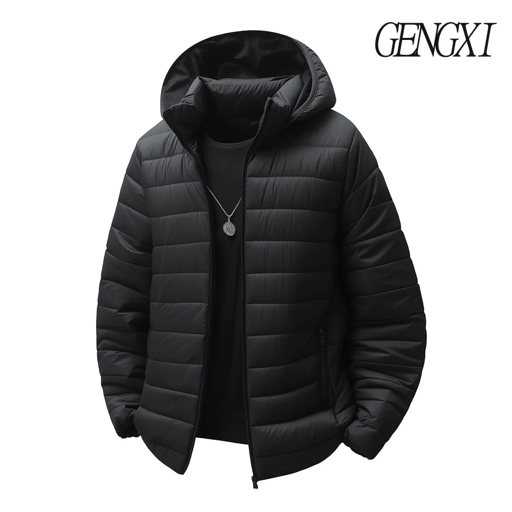 

New Winter Fleece-Lined Thickened Cotton Coat Business-Casual Windproof Warm Lightweight Fashionable Hooded Jacket Sports Jacket