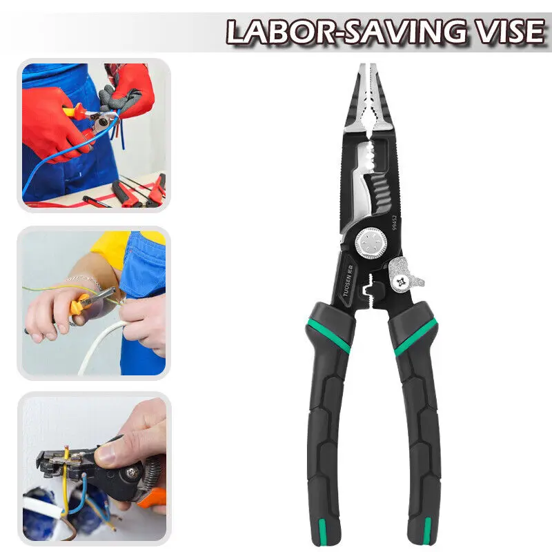 9 in1 Wire Stripper Electric Cable Cutters Multifunctional Needle Nose labor-saving crimping pliers Slanting Electrician Tools