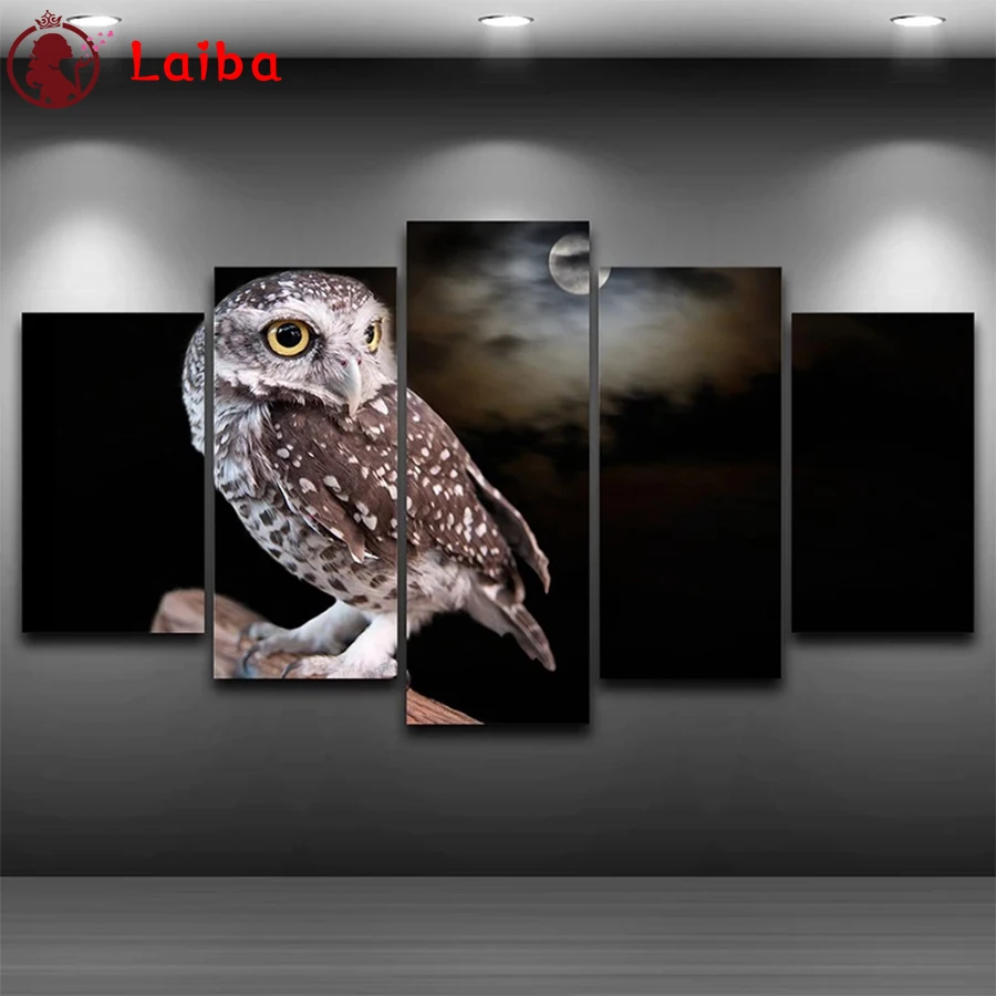 

5pcs diy Diamond Painting Modern animal art, owl Diamond Embroidery Full square round drilling 5d Diamond Mosaic kits