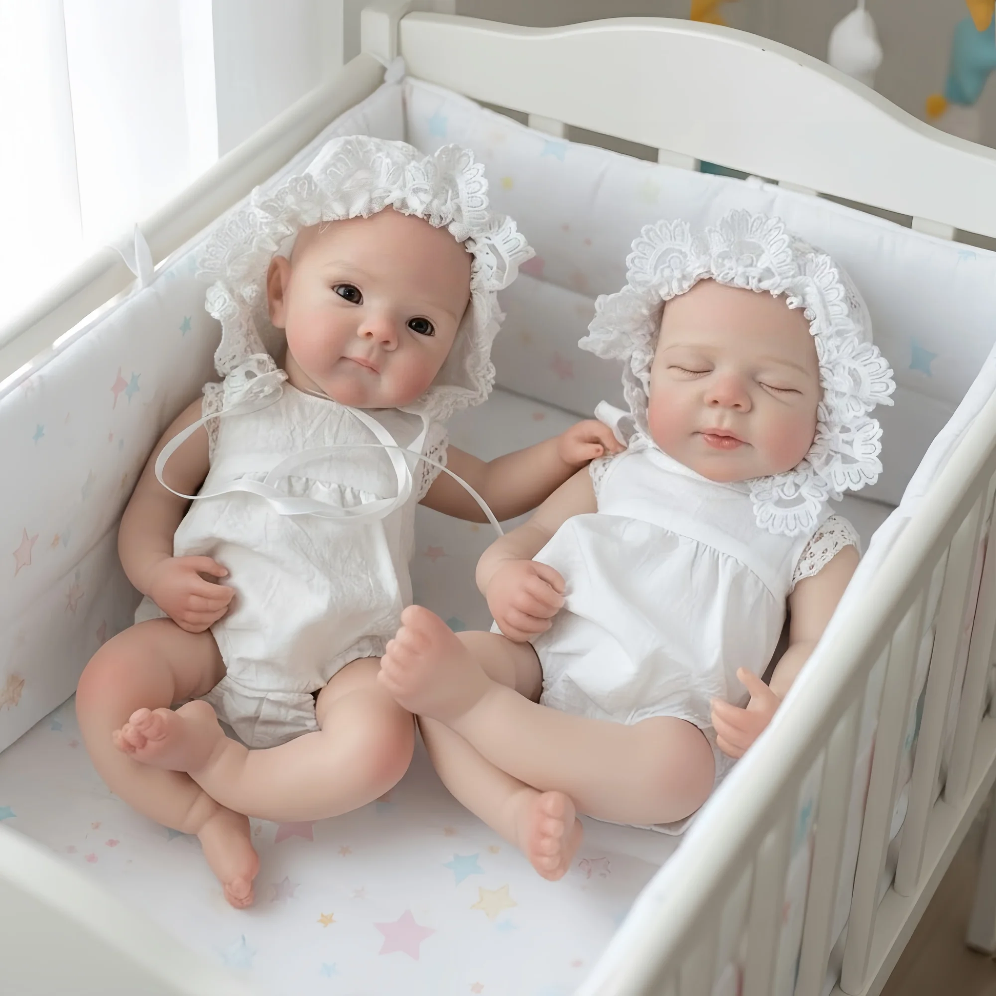 2 Styles Open Mouth 33cm bebe reborn de silicona Girl Dolls With Handmade Paint Skin & Washable Body Newborn Silicone Dolls