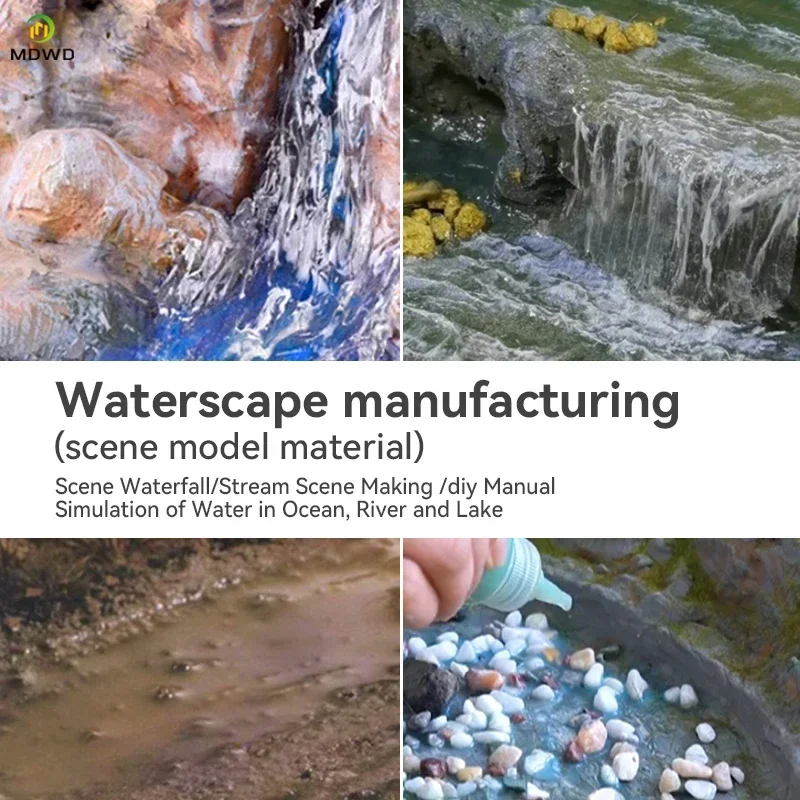50ml Ondulazione artificiale Fiume Effetto acqua Diorama Accessori Cascata Materiale per la produzione Bambole Paesaggio del lago Paesaggio acquatico Decor Albero