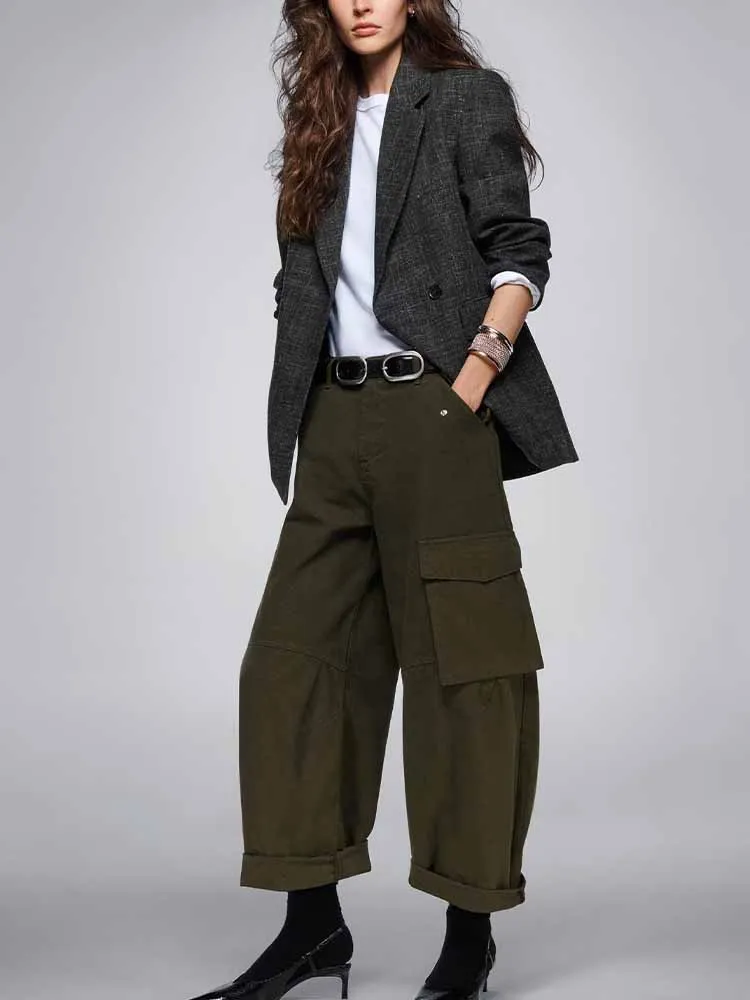 

European and American style winter new fashion trend women's casual simple long-sleeved straight cut suit jacket