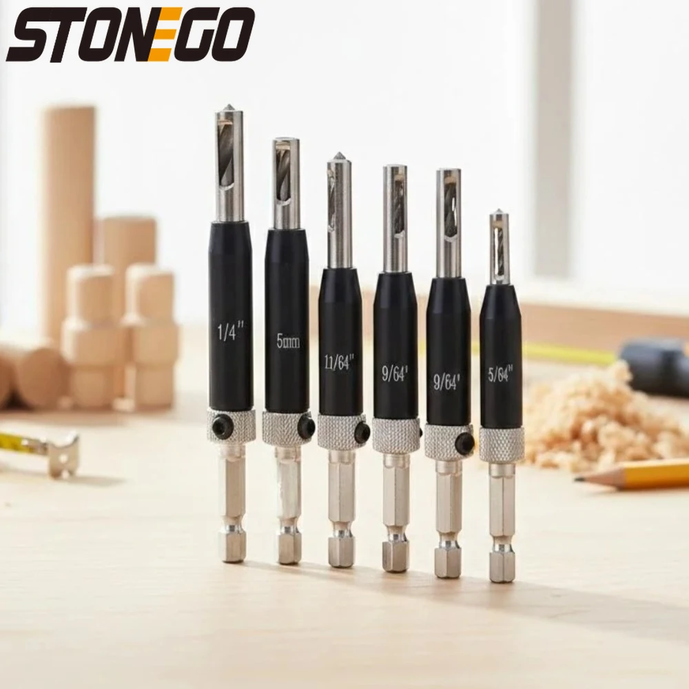 

Stainless Steel Self Centering Lock Hinge Drill Bit Set Woodworking Guide Kit 7 8 15 17mm Hardware Tool