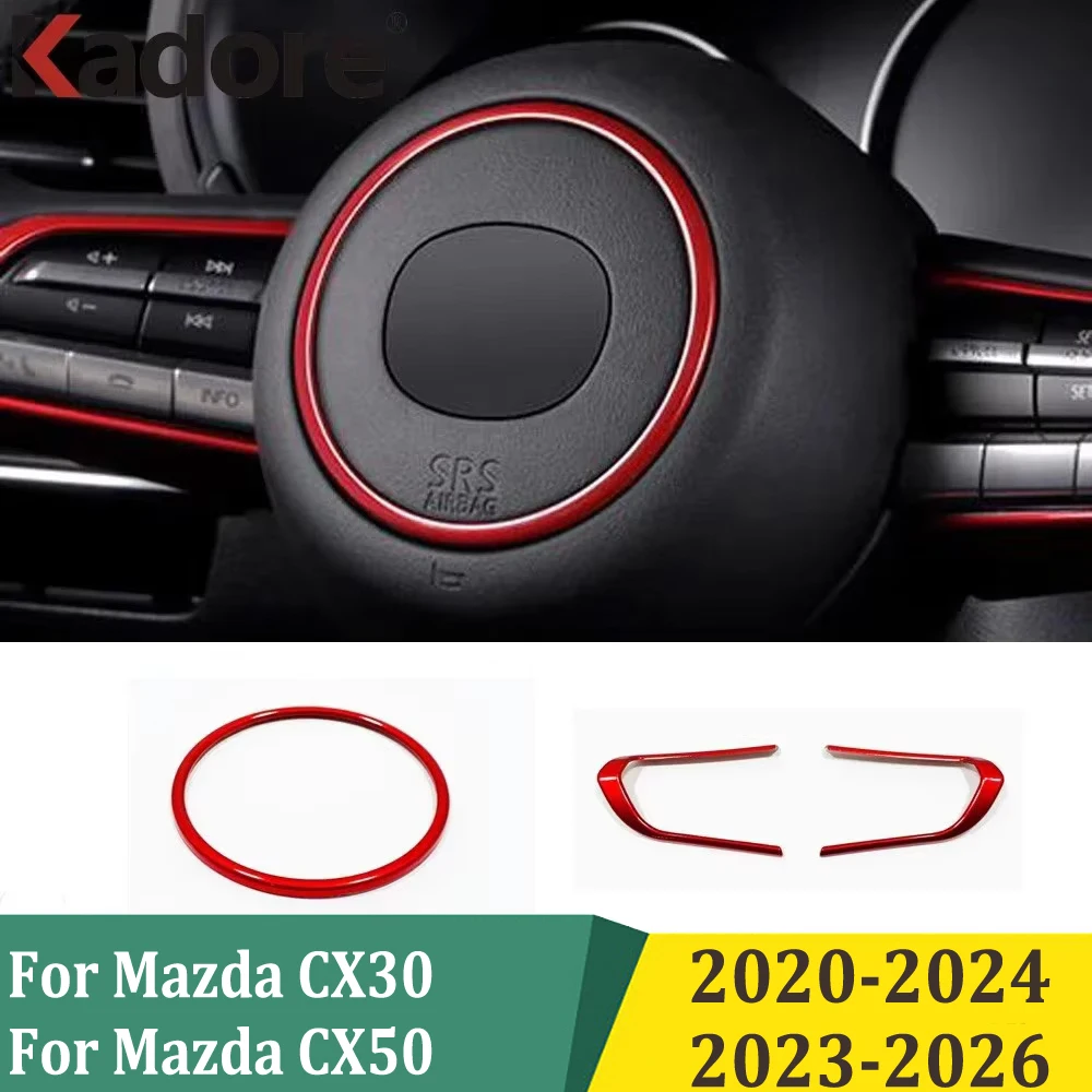 لمازدا CX30 CX-30 2020-2024/ل مازدا CX50 CX-50 2023-2026 عجلة القيادة حلقة القوالب غطاء الكسوة اكسسوارات السيارات