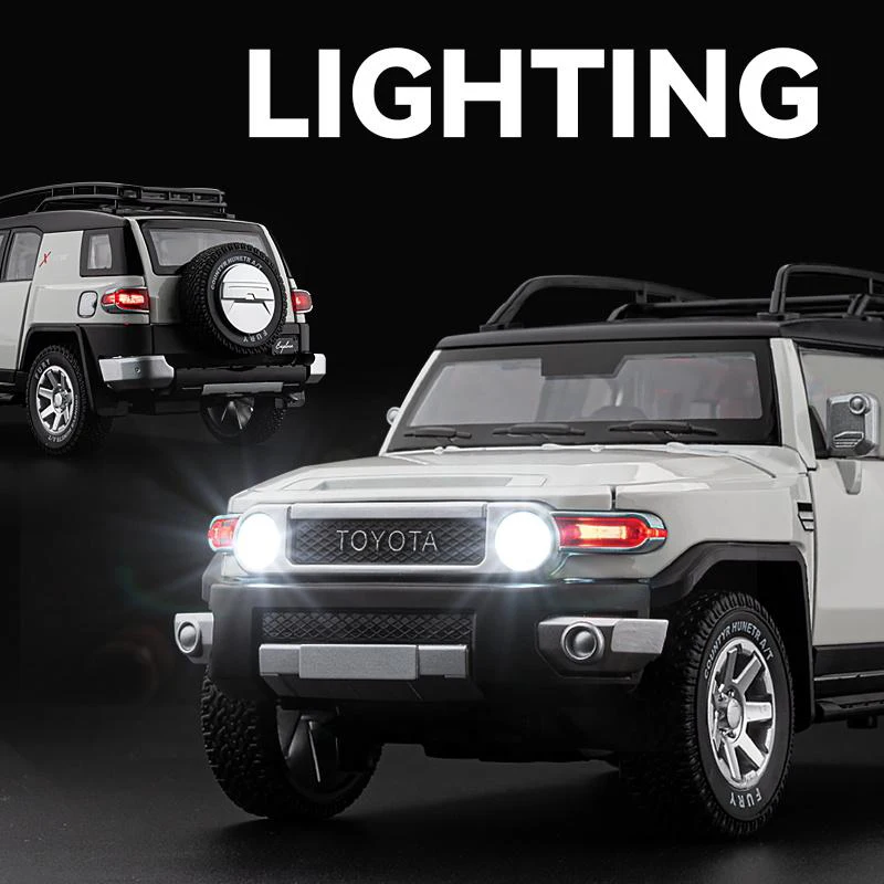 1:24 TOYOTA FJ Cruiser SUV Alloy Miniature Car Diecast Metal Scale Car Model Sound＆Light Children Toy Car Collection Vehicles