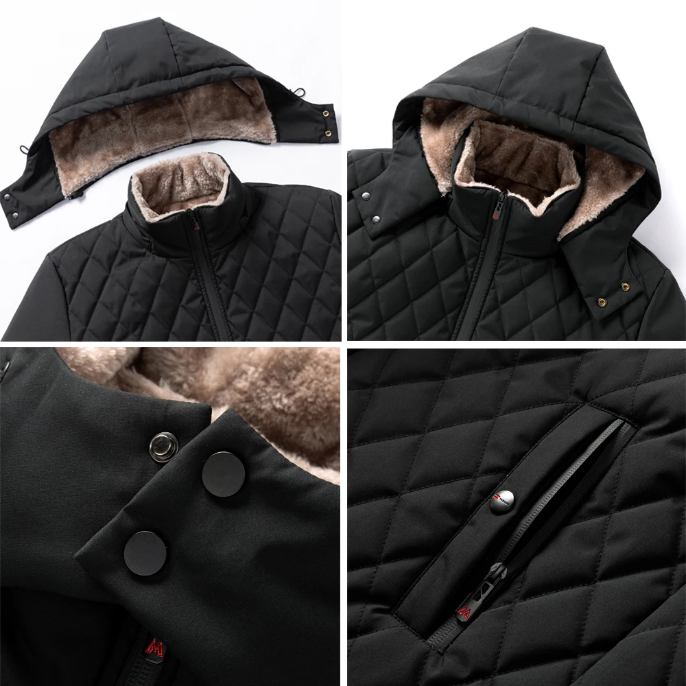 Veste d'hiver surdimensionnée pour homme, coupe-vent à capuche, manteau parka décontracté, rembourrage en coton épais