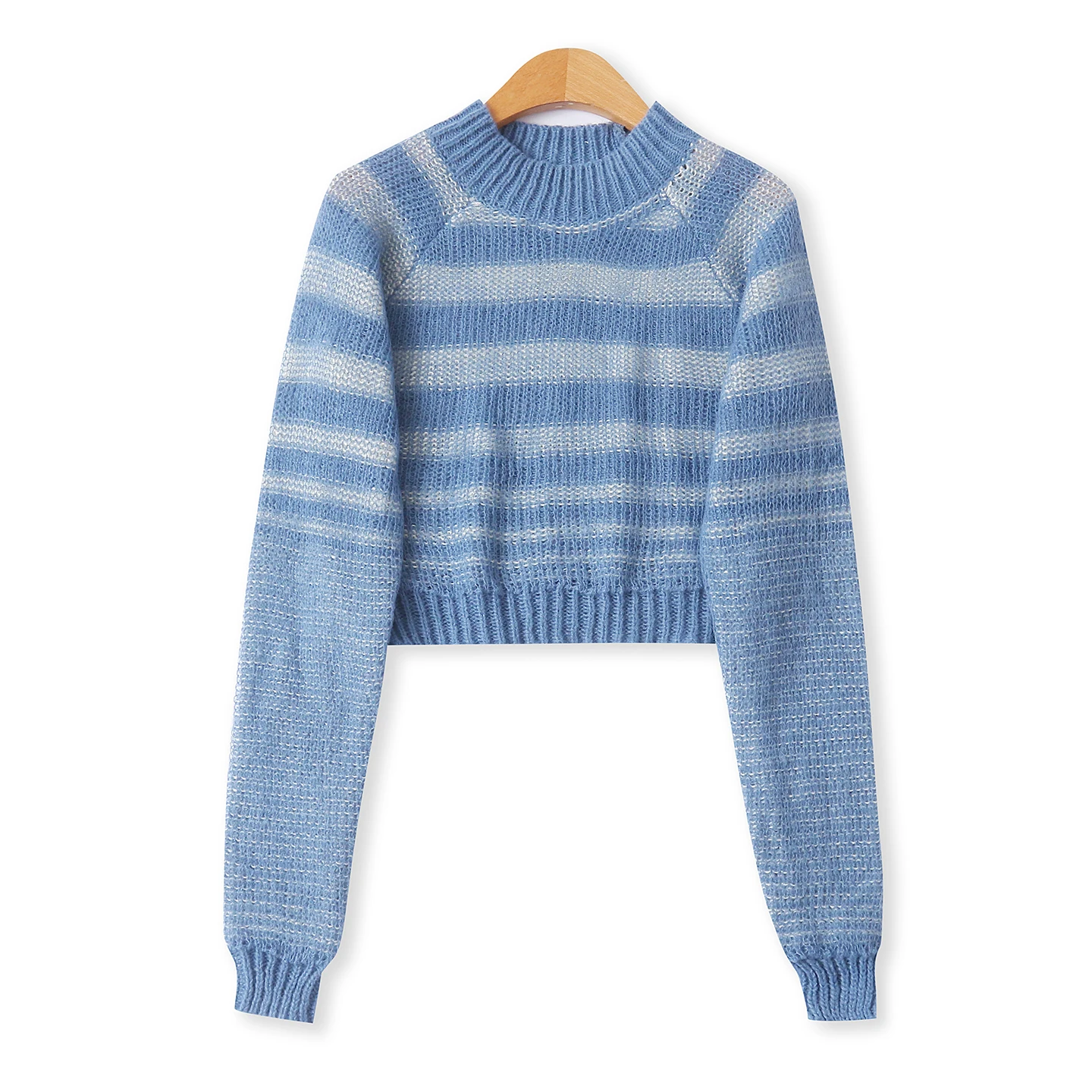 

Длинный свитер Camere большого размера Sve adient Color, женский пуловер с высоким воротником, осенний новый полосатый узор