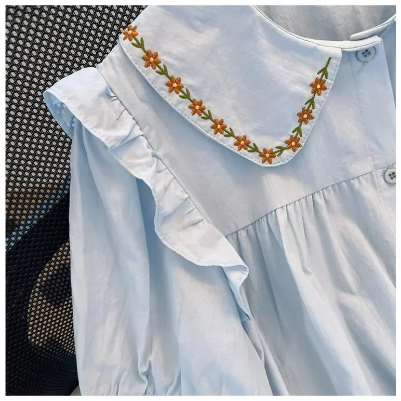 

Short Sleeve Shirts Womens Retro Striped Blouse Button Down Collar Soft Cotton Classic Street Elegant Office Lady Relaxed Summer