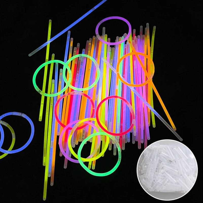 Nuovo 100Pcs Party fluorescenza Light Glow Sticks bracciali collane Neon per la festa di nozze Colorful Glow Stick Gifts