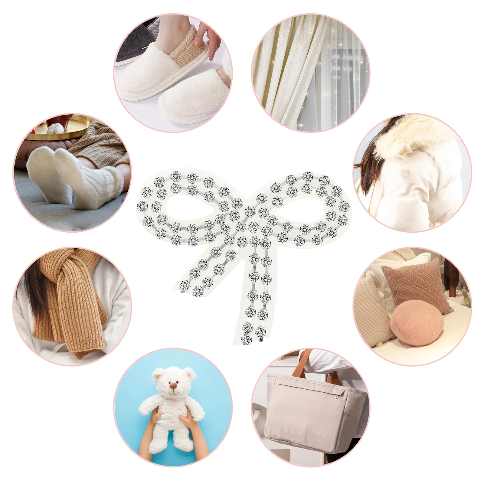 

5pcs Bow Rhinestone Embellishment Crystal Appliques for Clothes Iron On Repair Decorative Garment Accessories