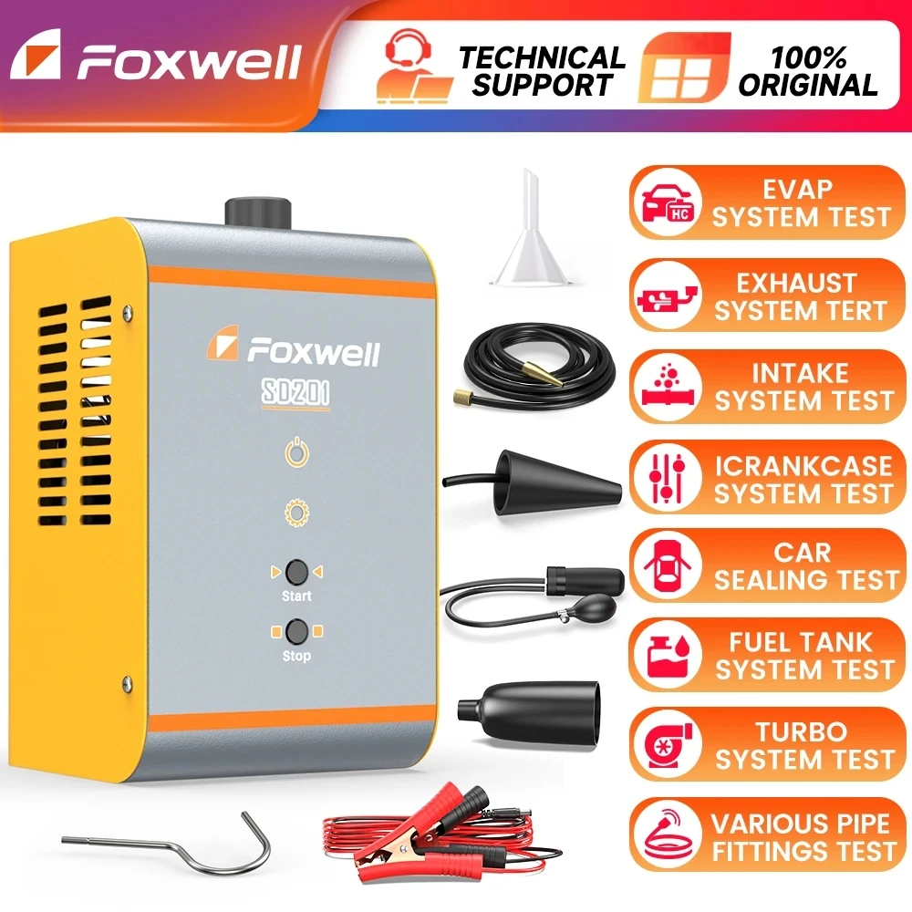 

FOXWELL SD201 12V Car Smoke Leak EVAP Smoke Leak Tester Machine Vacuum Fuel Pipe Oil Leakage Detector Auto Diagnostic Tools