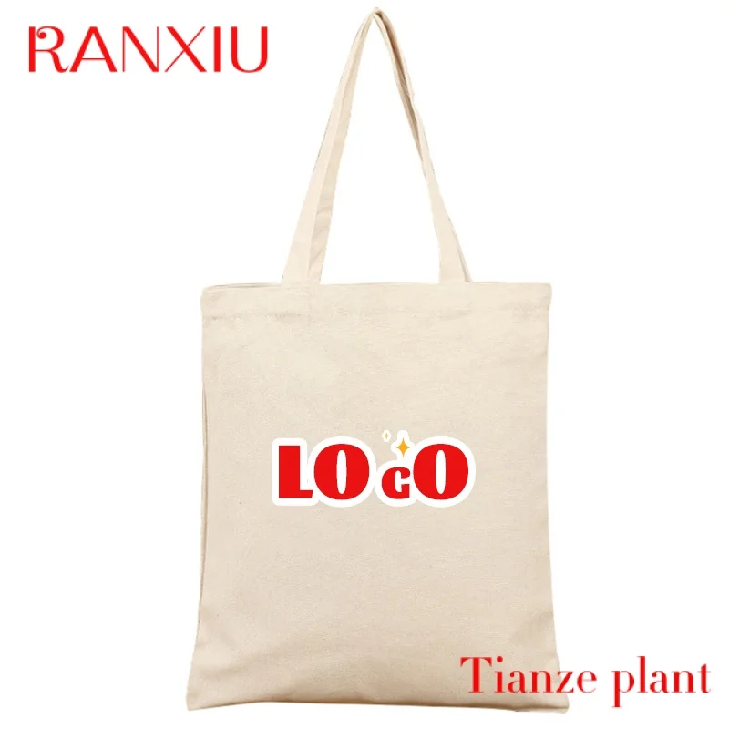 Custom Custom Logo Blank Shopping Portable Canvas Bag Pattern Printed 12Oz Thickness Cotton Cloth Bag Creative Advertising Canva