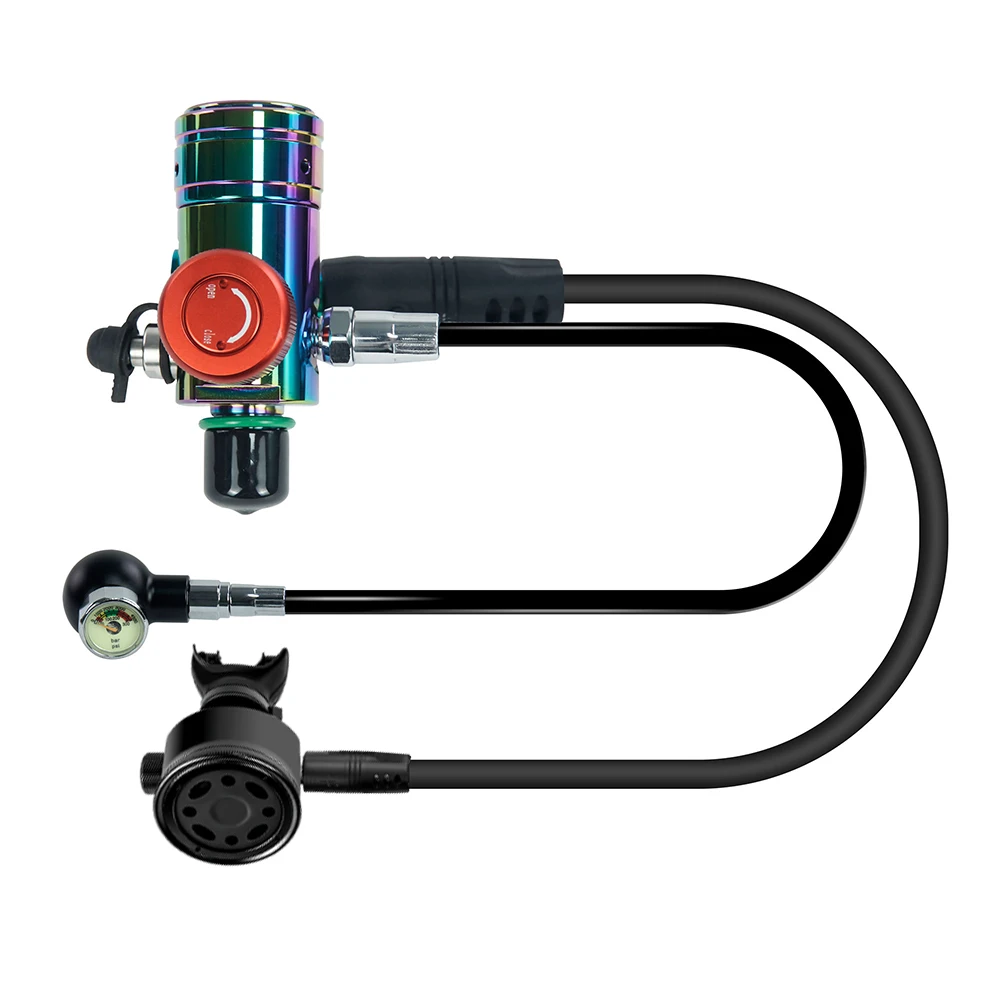 

DEDEPU Color-plated Brass First-Stage Regulator,Al-alloy Second-Stage Regulator,Extended Pressure Gauge for M18*1.5 Scuba Tank