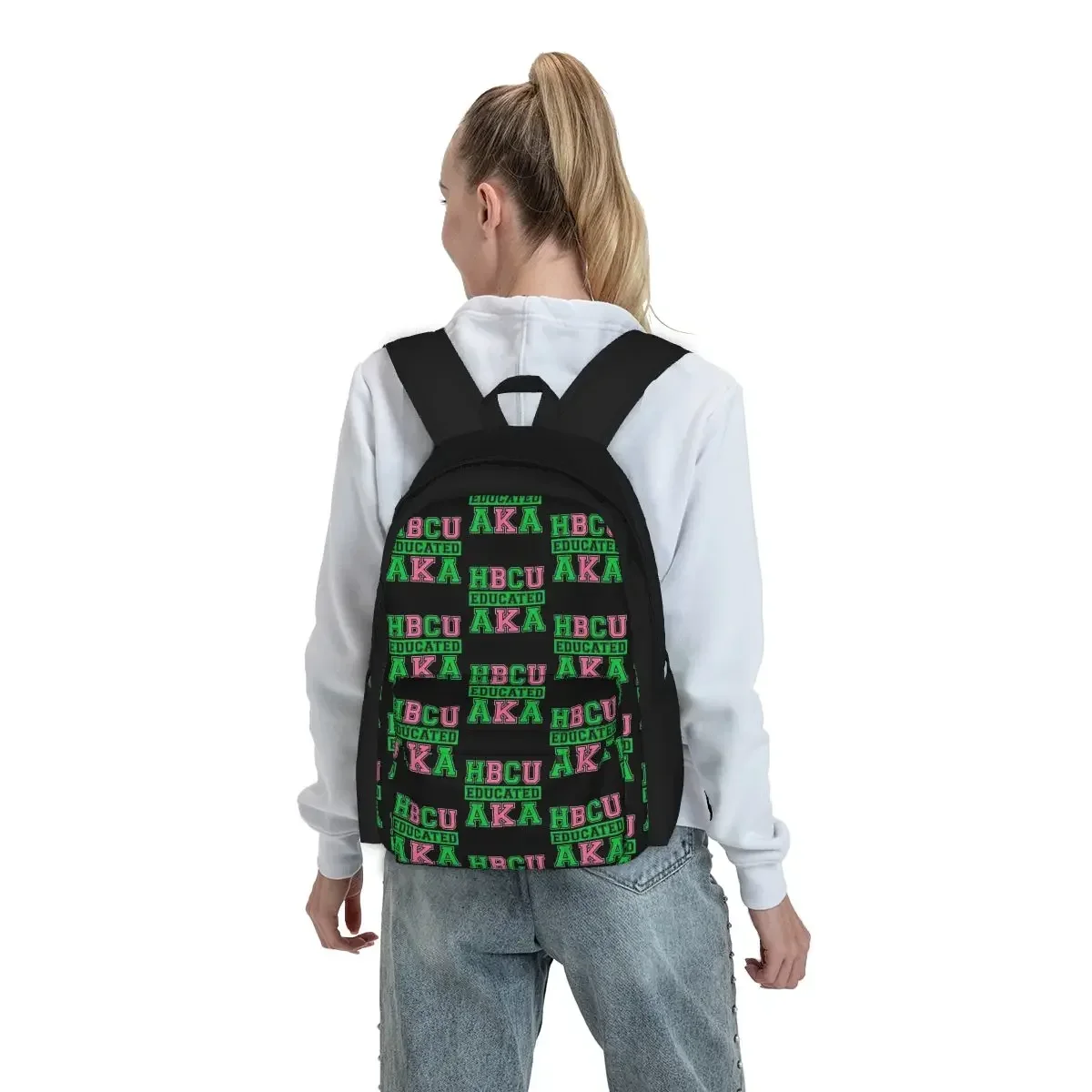 HBCU Grad AKA Sorority Paraphernalia, HBCU Educated AKA Backpacks Bookbag School Bags Rucksack Laptop Rucksack Shoulder Bag