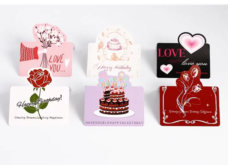 Blessing Card 3D  three -dimensional Folding Birthday Card Six styles Romantic expression of love Handwritten blessing