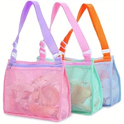 Bolsa de playa de malla para juguetes de playa, bolsa recolectora de conchas para niños, juguete de arena para playa, bolsa de conchas para sujetar con conchas, juguetes de playa, arena