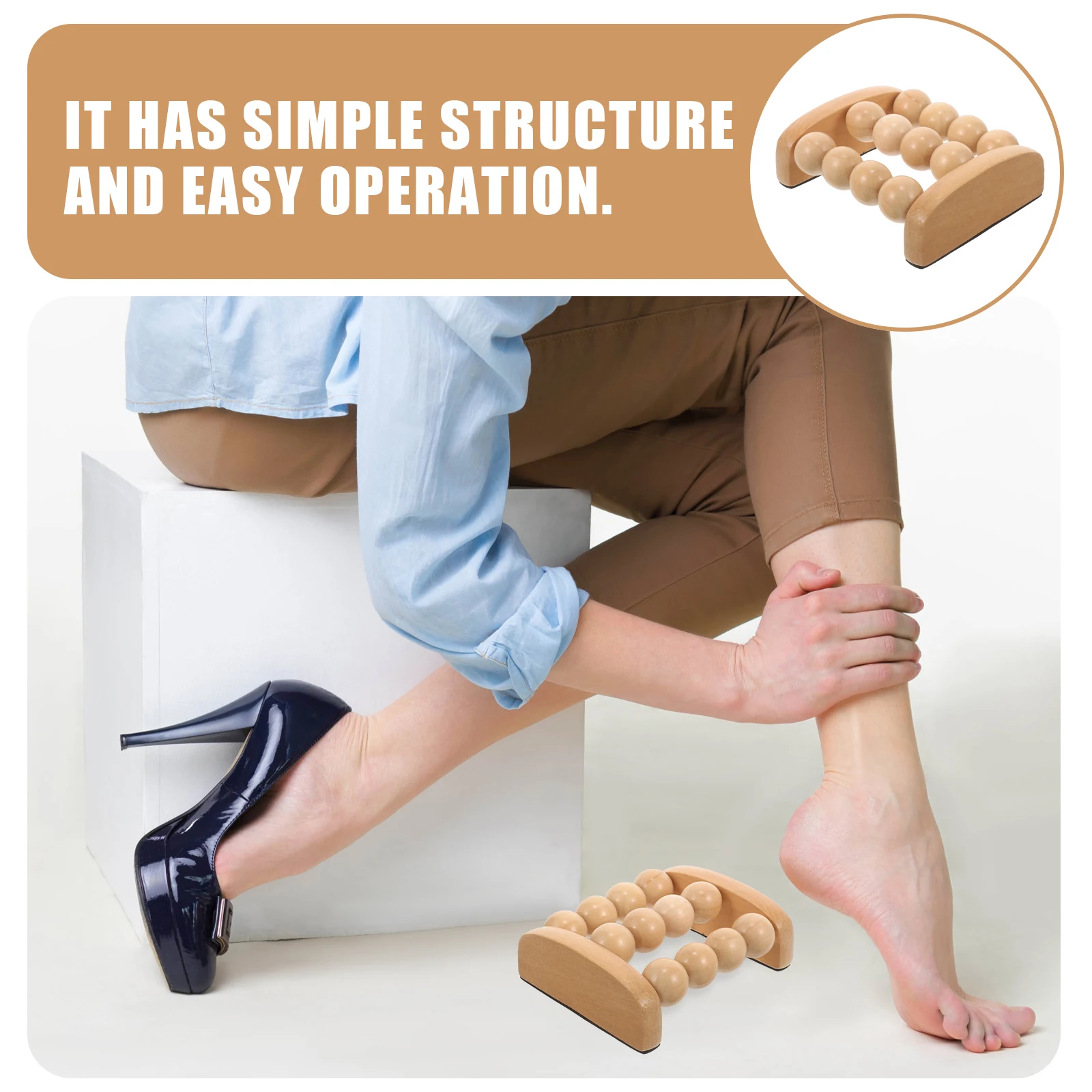 

Wood Massage Roller Handheld Muscle Release Portable Tool for Body Legs Feet Massager Massage Roller Hand Held Feet Massager