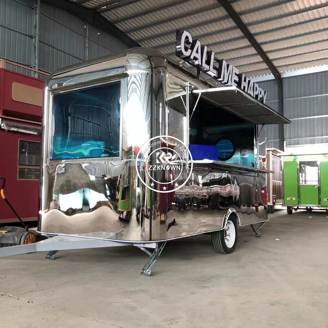 Mobile Fast Food Truck with Fully Equipments Concession Air Stream Coffee Trailer Stainless Steel Mobile Food Trailer