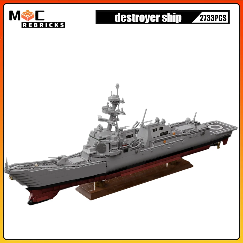 MOC Military Series US Navy Missile Destroyer Warship Model Building Blocks DIY Technology Creative Children's Bricks Toys Kits