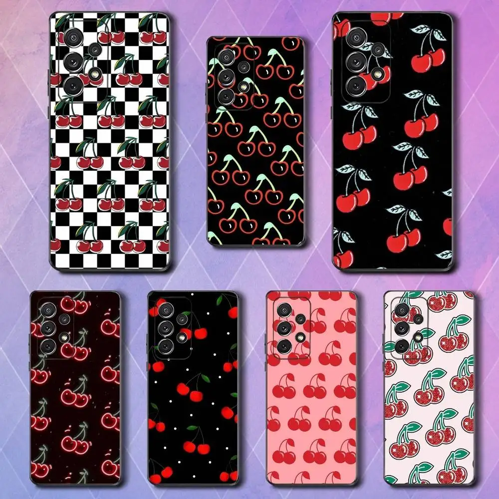 

Retro Black Cherries Phone Case For Samsung S25,S24,S23,S22,S21,S20,S10,Ultra,Plus,Lite,FE,Soft Silicone Black Cover