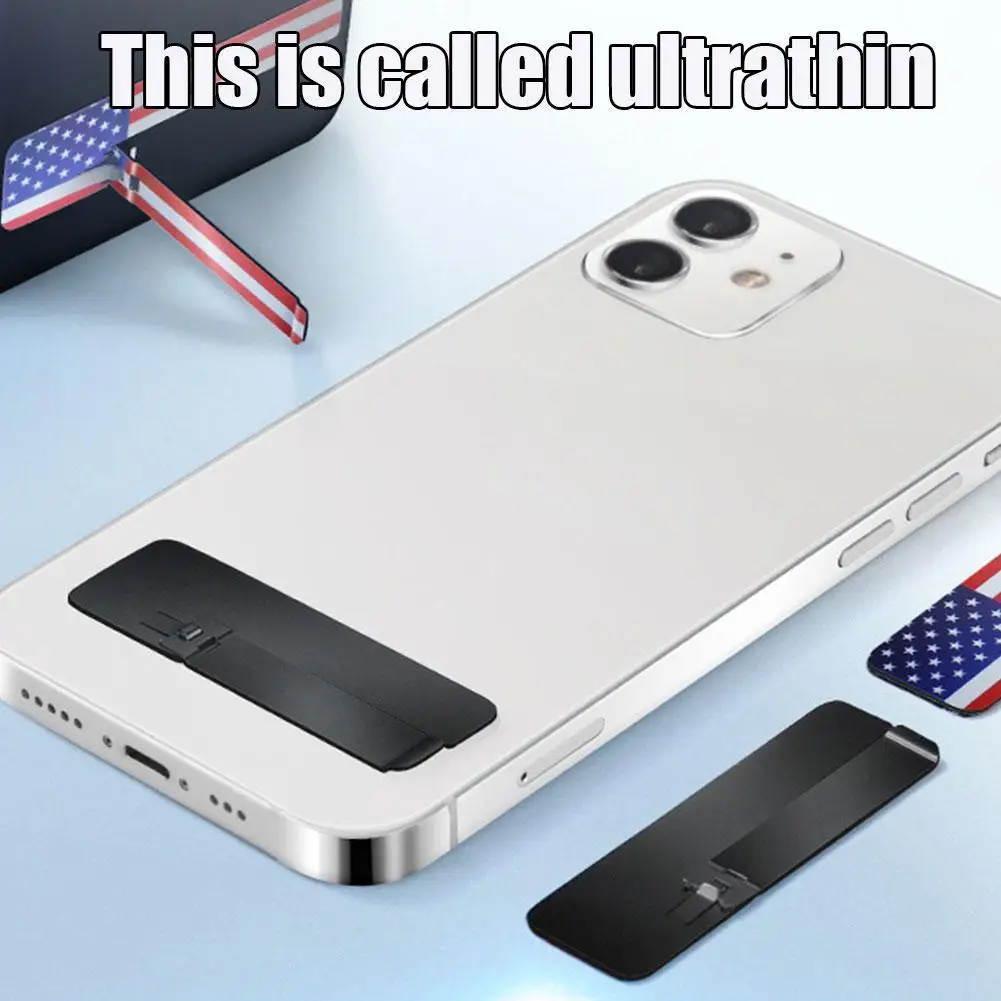 Ultra-thin Phone Holder Desk Stand Invisible Back Stick Mobile Phone Support Foldable Desktop Holder Rack for iphone 15 pro R5X3