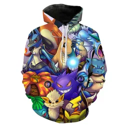 New cartoon anime elf Pikachu two-dimensional 3D printed sweatshirt hoodie pullover long-sleeved youth popular loose