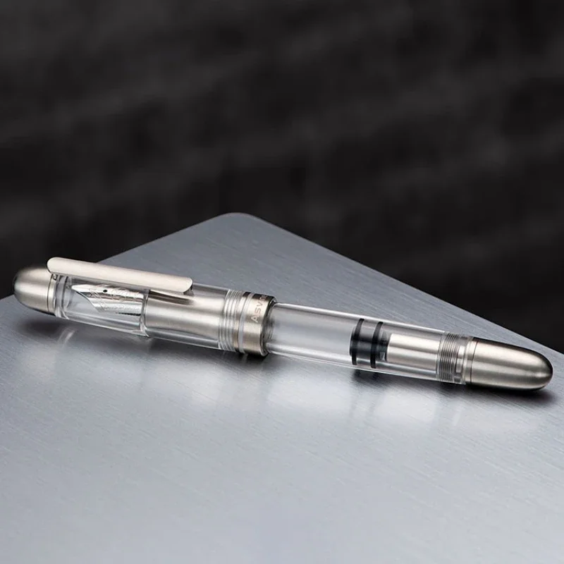 Imagem -06 - Asvine P36 Piston Filling Fountain Pen Caneta Luxo Elegante Titânio Acrílico Bock Escritório Escola Escrita Suprimentos Papelaria