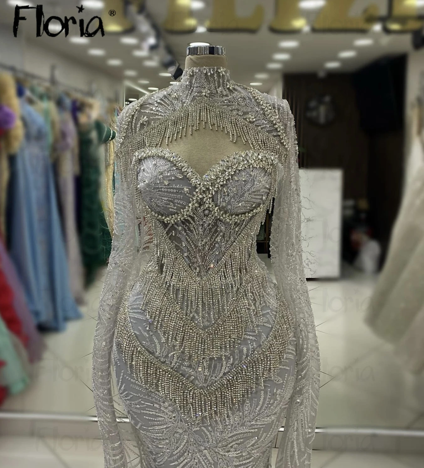 Vestidos plateados De lujo con lentejuelas para mujer, Vestidos De Noche con manga De capa, Vestidos De sirena De Arabia Saudita, Vestidos De Noche De boda personalizados